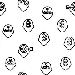 Mind Elements Vector Seamless Pattern Contour Illustration