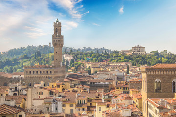 Fototapeta na wymiar Beautiful view of the Palazzo Vecchio in Signoria square in Florence, Italy