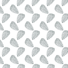 Abstract sketch leaves pattern. Hand drawn vector natural decorative background.
