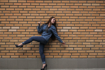 Fototapeta na wymiar heels girl on a city street