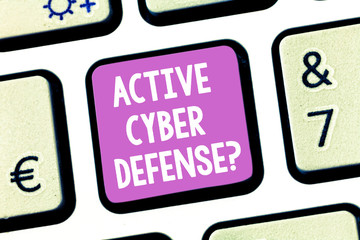 Handwriting text writing Active Cyber Defensequestion. Concept meaning acting in anticipation to...