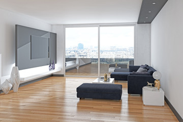 large luxury modern bright interiors room illustration 3D rendering