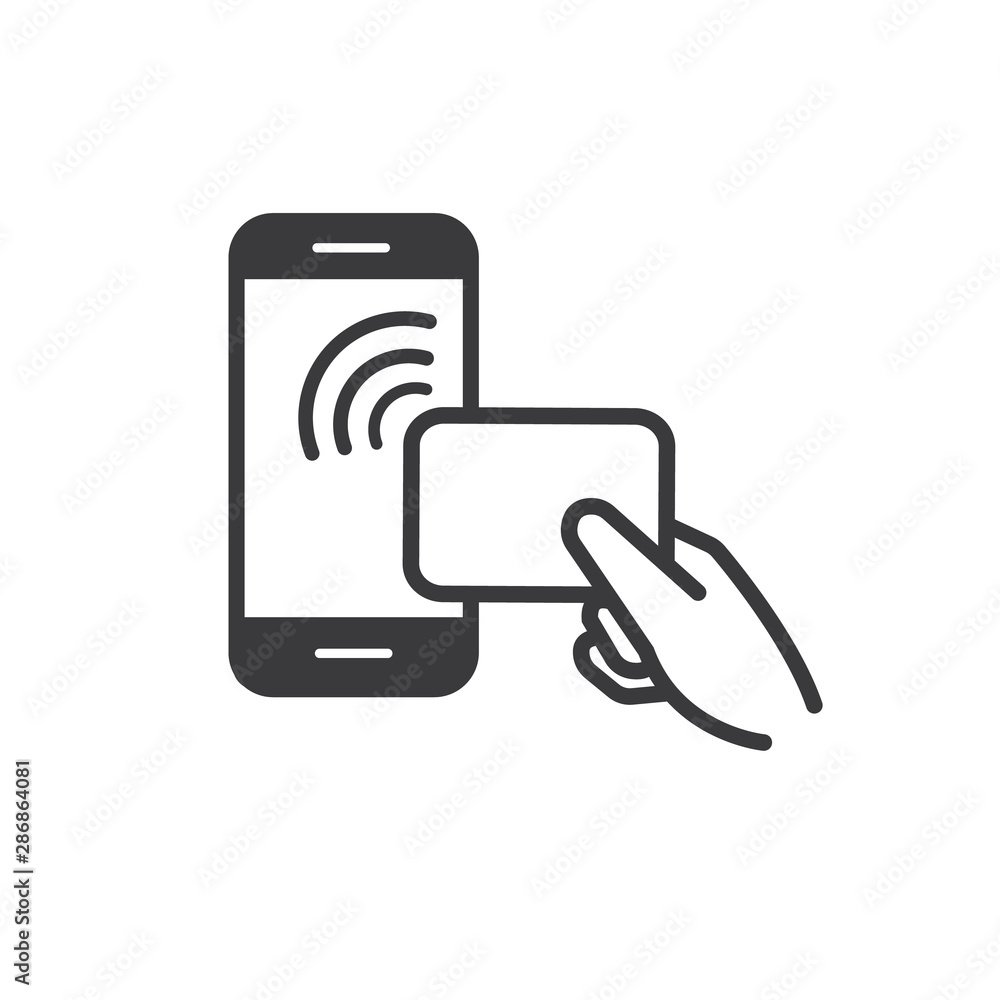 Aufkleber nfc payment line vector icon for websites and mobile.