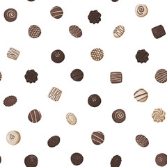 Chocolate candies seamless pattern 