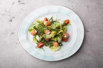 Salmon and white cheese mixed vegetable salad