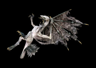 3D Rendering Fairy Tale Dragon on Black