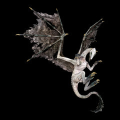 3D Rendering Fairy Tale Dragon on Black
