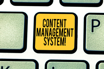 Handwriting text writing Content Management System. Concept meaning Manages creation and reform of...