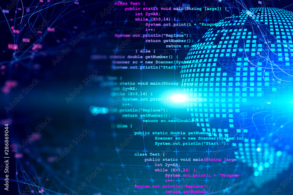 Poster coding and hi tech background