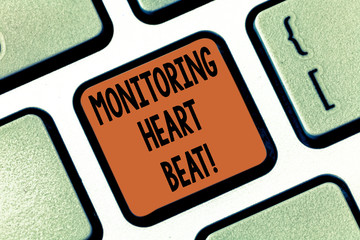 Conceptual hand writing showing Monitoring Heart Beat. Business photo showcasing Measure or record...