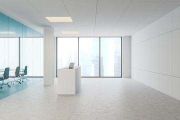 Fototapeta na wymiar Side view of reception in modern office