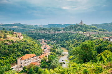 Fototapeta na wymiar Tsarevets Fortress panoramic view in Veliko Tarnovo, Bulgaria