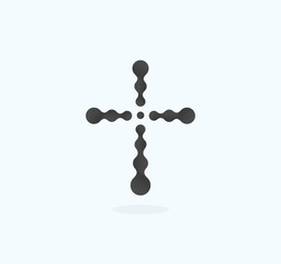 Christian symbol, black connection dots icon. Church logo template. Isolated vector illustration.