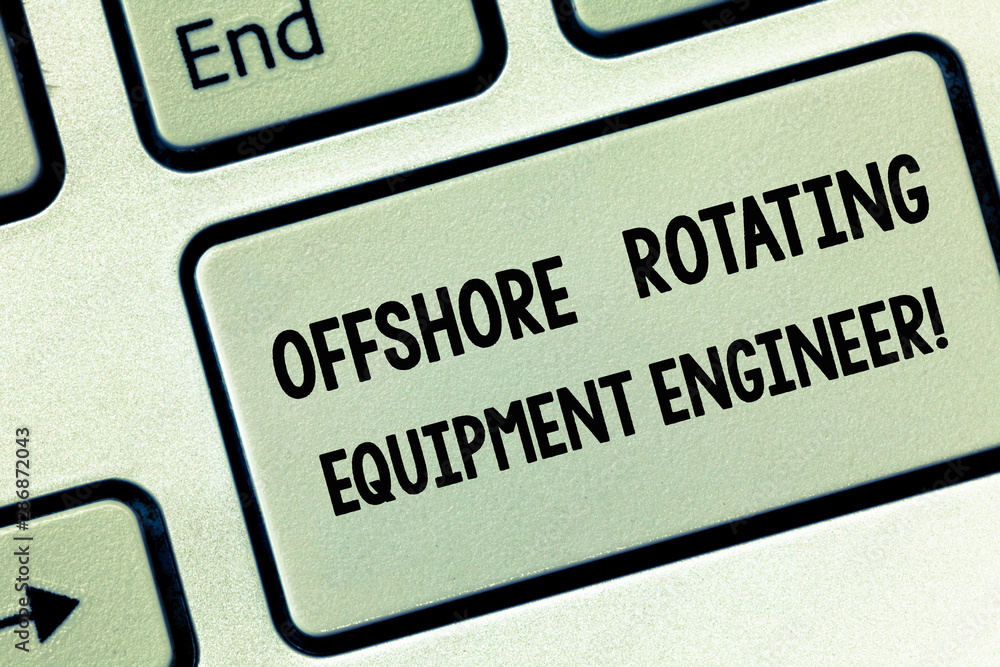 Poster conceptual hand writing showing offshore rotating equipment engineer. business photo showcasing oil 