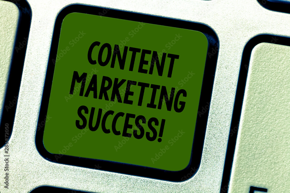 Poster writing note showing content marketing success. business photo showcasing improves brand awareness a