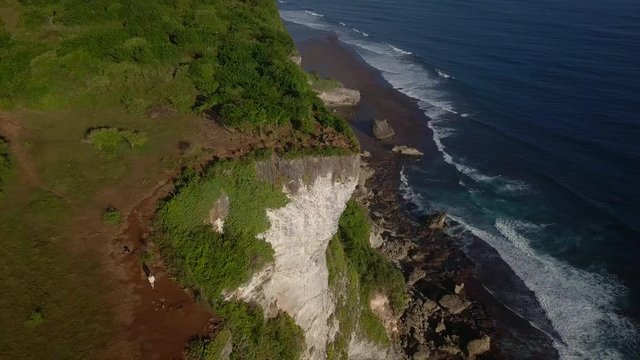 Aerial drone footage of the Karang Boma Cliff in Bali