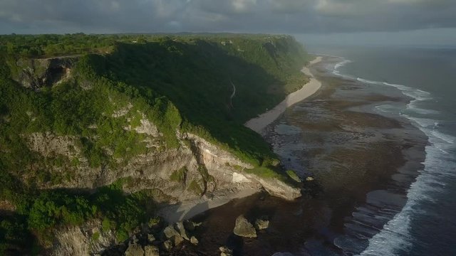 Aerial drone footage of the Karang Boma Cliff in Bali