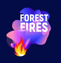 Forest fires. Abstract purple wavy shapes. Flat logo template. Isolated vector illustration on white background.