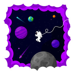 Cosmos design background. Creative concept with astronaut. Vector