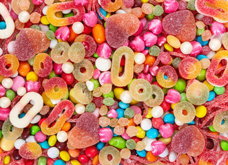 Colorful sweets and different colored candies.