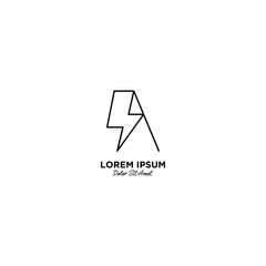 Letter A flash logo vector design illustration