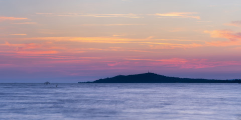 purple sunrise over Várhegy in fonyod at lake balaton hungary morning view nice sunset