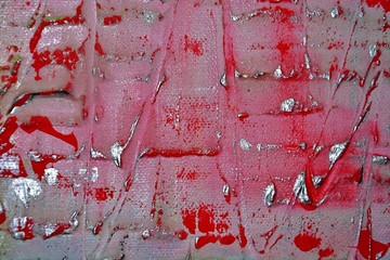 Eine struktuierte Acrylmalerei in der Farbe rot und metallig glänzend
