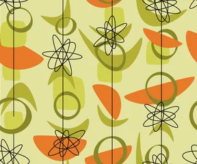 Wallpaper murals 1950s Middle age bio shapes seamless pattern