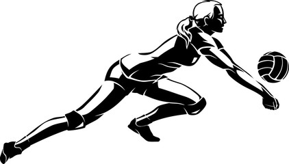 Women's Volleyball Athlete, Shadowed Illustration