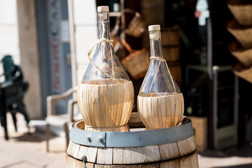 Empty wine flasks