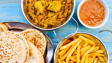 Indian Style Chicken Dhansak Curry With Chips