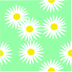 white daisies on green field, seamless summer pattern for fabric and Wallpaper