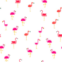 Bird Flamingo Vector Seamless Pattern Color Illustration