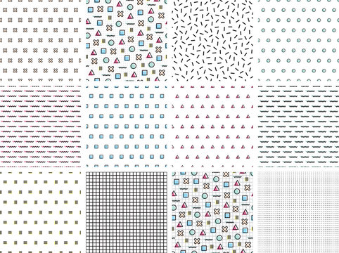 Set of 12 Memphis/80s Seamless Patterns