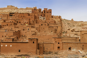 UNESCO World Heritage Site, Amazing view of Kasbah Ait Ben Haddou near Ouarzazate in the Atlas Mountains of Morocco.