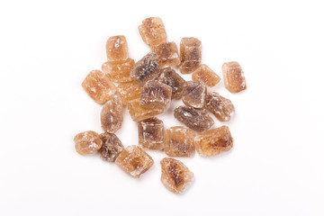 brown sugar isolated on white background. Top view.