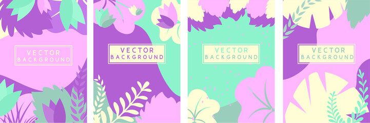 set of floral background, neutral colors