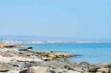 Mediterranean sea in Sicily, Italy.Amazing landscape for typography