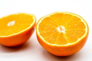Fresh healthy slice orange citrus isolated on white background