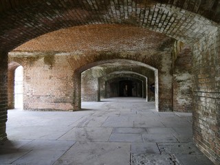 Brick arches inside Fort Jefferson at the Dry Tortugas National Park in Florida.