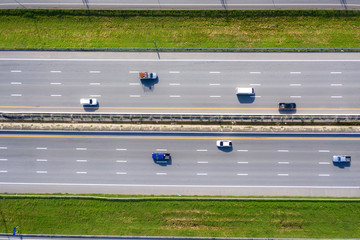 Arial view of Modern transportation with Expressway Road  highway Top view. Important...