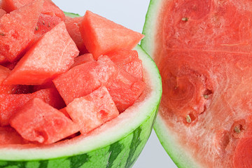 Geschnitten und gefüllte Melone, Servierfertig, Nahaufnahme