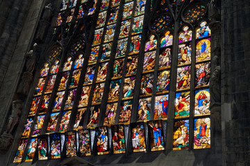 Duomo di Milano interior, stained glass window.  
