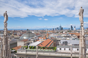 Fototapeta na wymiar View of amazing gothic cathedral Duomo di Milano.