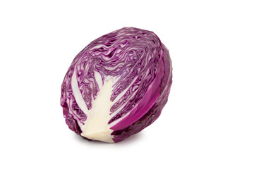 Half red cabbage and half isolated on white background with clipping path