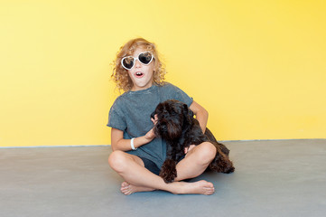 young girl with a dog