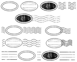 A vintage blank postal stamps and foliage set.illustration vector