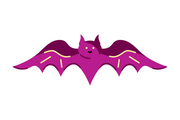 Bat as logo, icon. Vector illustration isolated on white background. Flat style design. Halloween decorative element.
