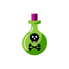 Bottle with death mark, poison vector illustration isolated on white background. Flat style vector illustration.