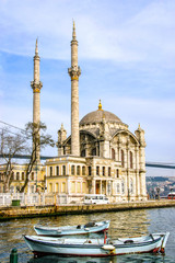 Ortakoy Mosque on the shore of the Bosphorus. Istanbul.